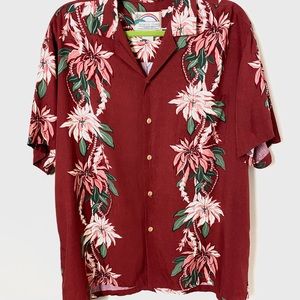 VTG Paradise Found Mens Hawaiian Shirt Rayon Rare Theme Size Large Button Down